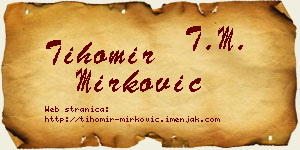 Tihomir Mirković vizit kartica
